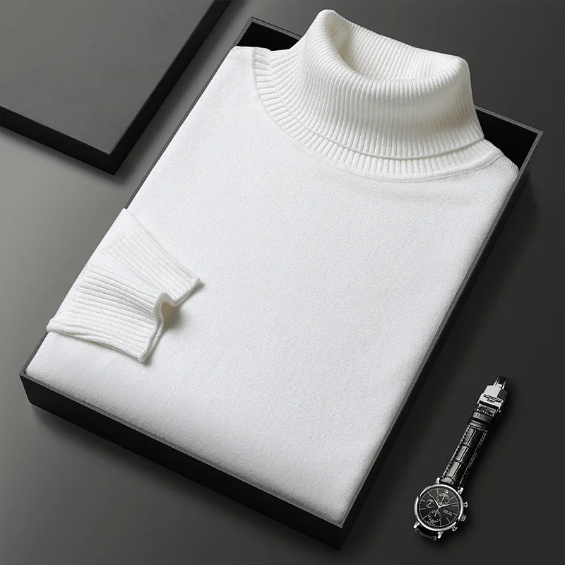 Autumn and Winter Men Cashmere Sweater Mens Wool Pullover High Collar Soft and Warm Pullover Knitted Sweater Mens Sweater 240816