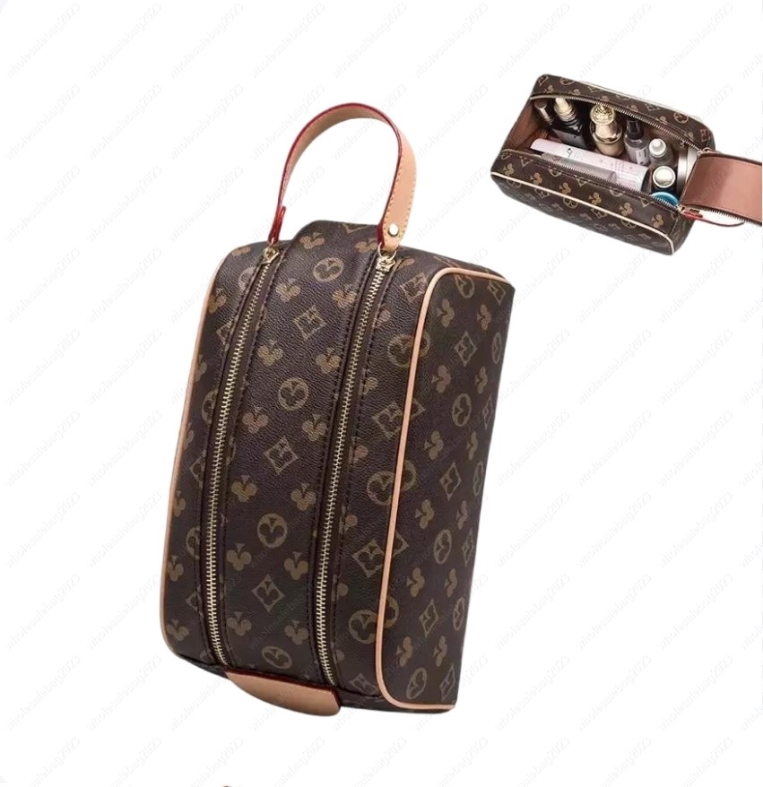 high quality Classic Luxury designer Double zipper men travelling toilet bag designer women wash large capacity cosmetic bags toiletry Pouch makeup bags purse AAA