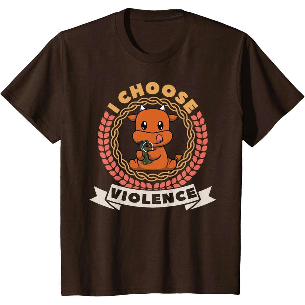 2025S Fashion Designer T Shirt For Mens Womens I Choose Violence Funny Cute Kawaii Cow Holding Gun T Shirt Shirts Tshirt Graphic Tee Casual Tops Cloth