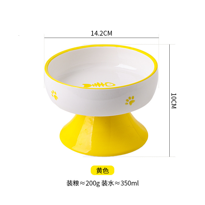 cat high foot ceramic dinner plate water dispenser rice feeding bowl protect cervical pet cats