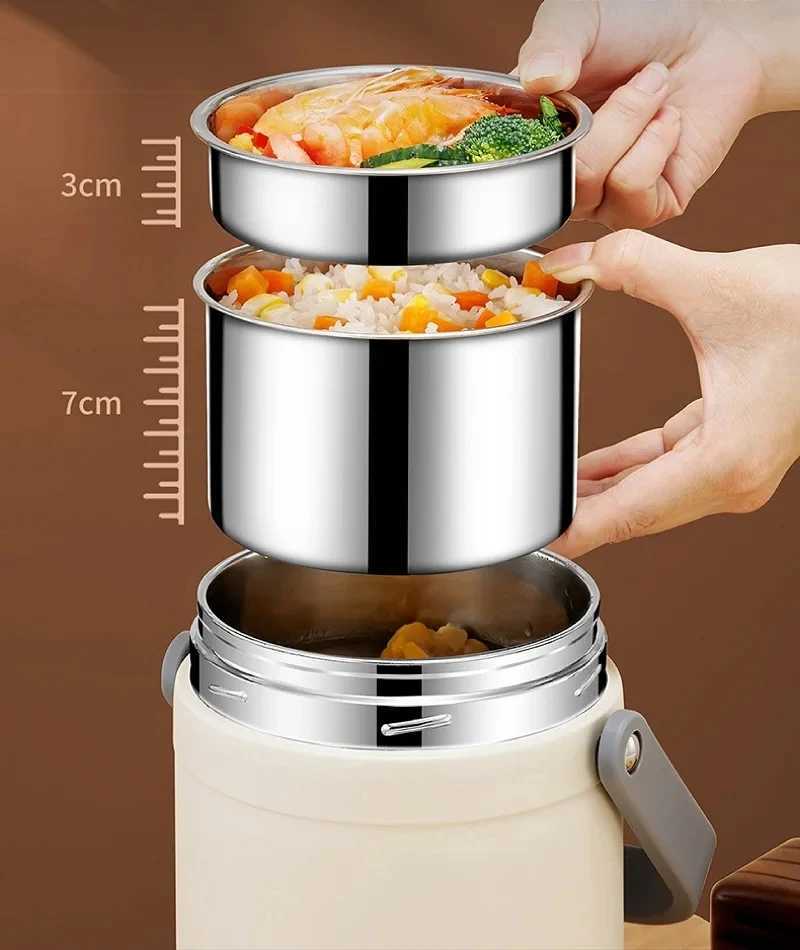 Lunch Box USB Electric Heated Stainless Steel Box Lunch Food Warmer Bento Thermal Boxes for Office School 1.6/2.0L Lunch BoxM240807