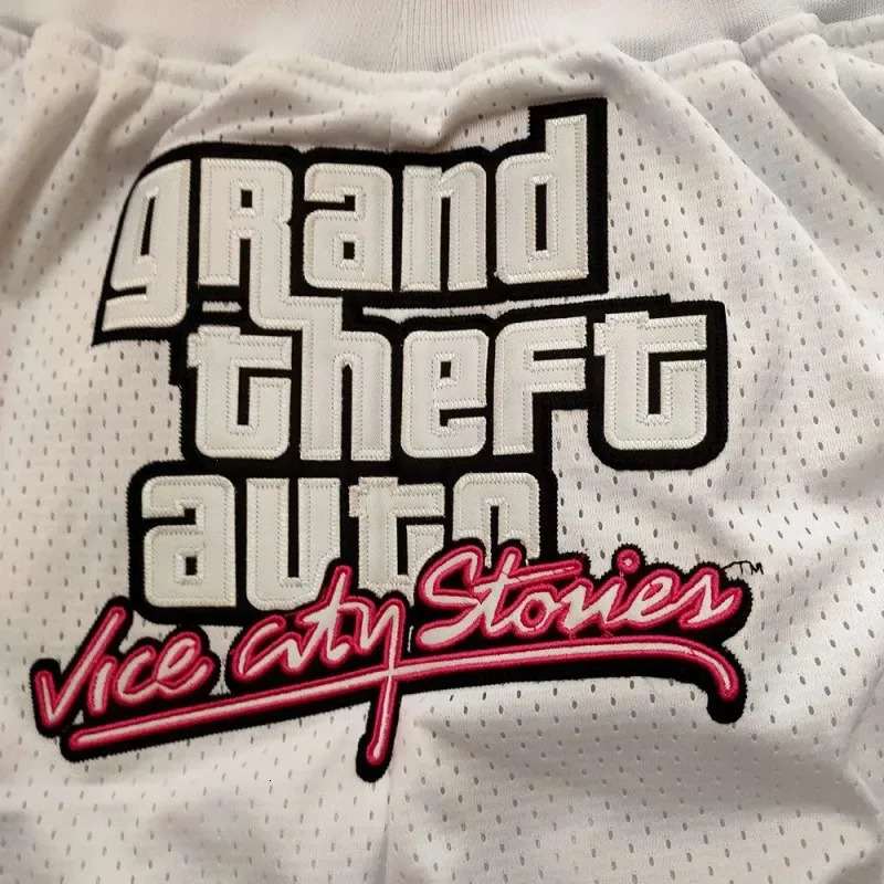 Basketball shorts oversized mens GTA VICE CITY embroidered womens sports high street hiphop breathable mid beach pants 240824