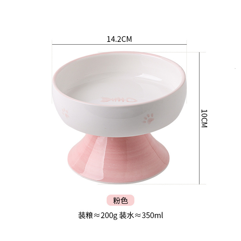 cat high foot ceramic dinner plate water dispenser rice feeding bowl protect cervical pet cats