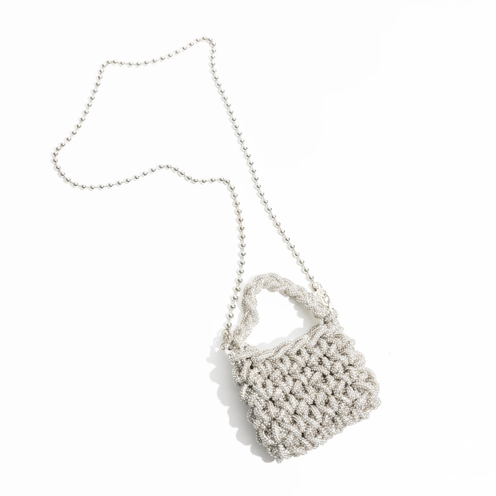Sparkling s Woven Women Handbags Glitter Diamond Handmade Shoulder Crossbody Bag Evening Party Small Tote Purses 2024 240808
