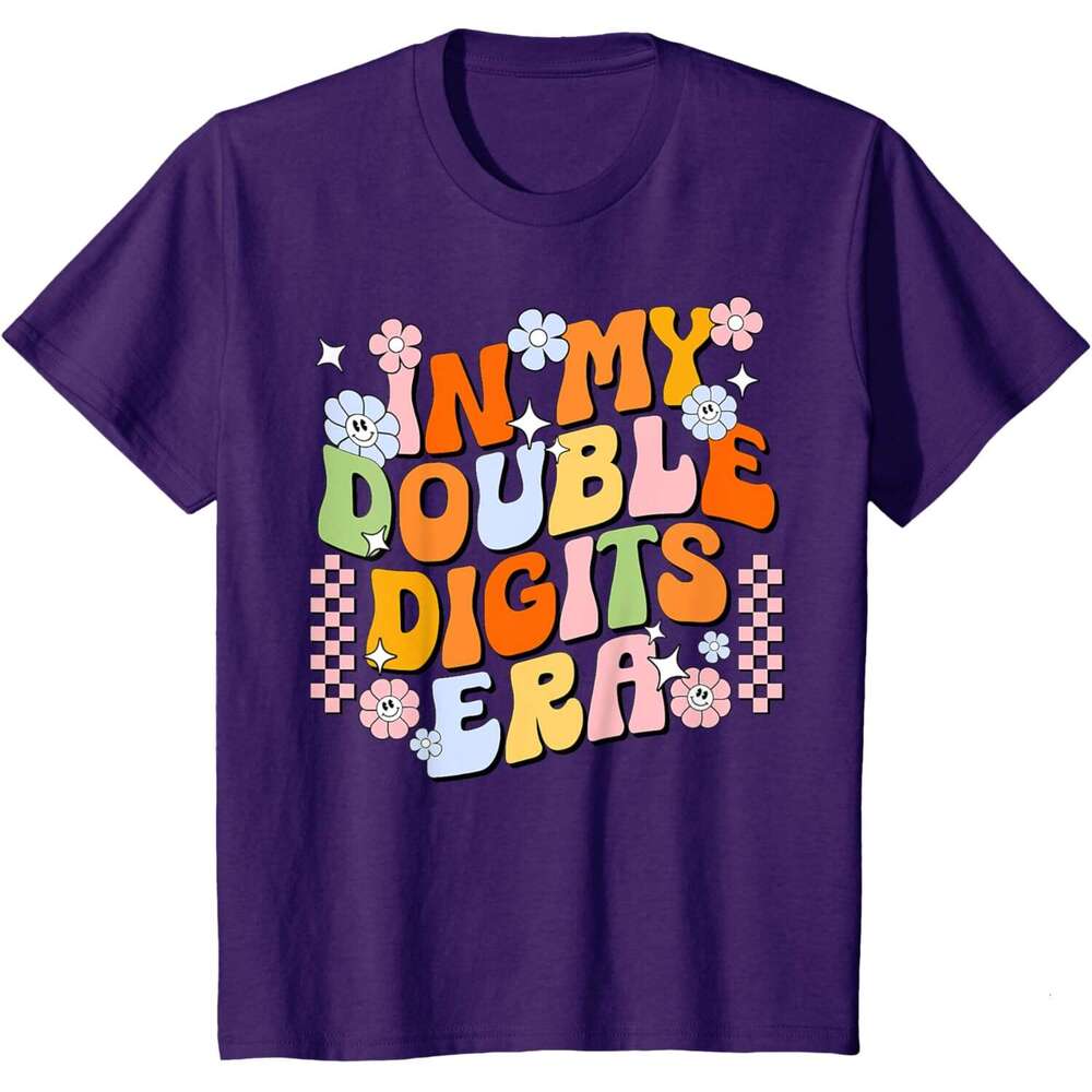 T shirt for Mens Womens In My Double Digits Era Retro 10 Year Old 10th Birthday Girl T-Shirt Shirts Tshirt Graphic Tee Casual Tops Clothes Short sleev