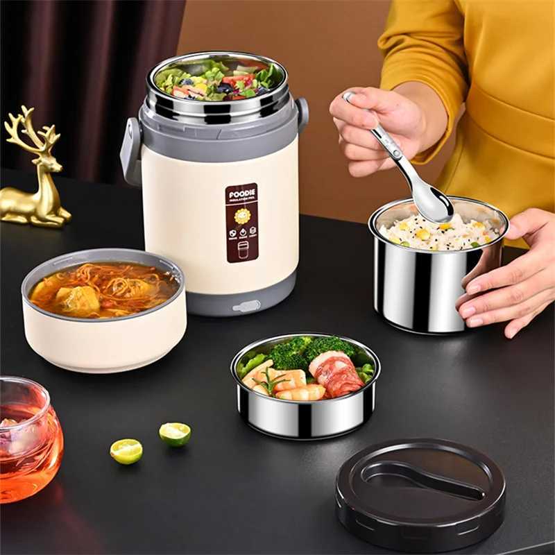 USB Electric Heated Lunch Boxes Stainless Steel Food Warmer Container Thermal Jar for Hot Food Thermal Boxes for Office SchoolM240807