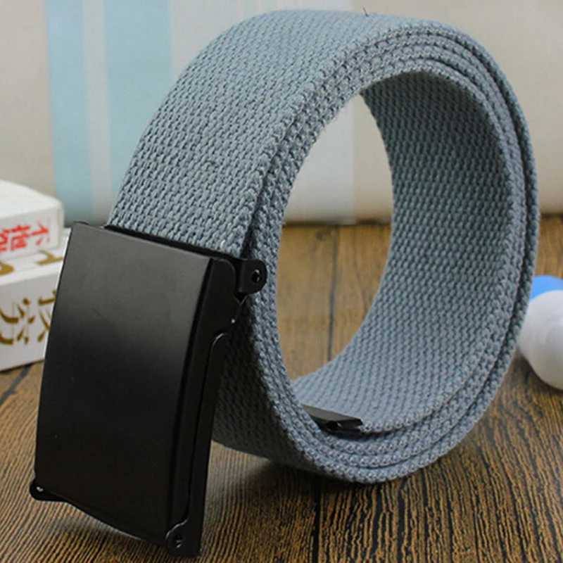 Fashionable new unisex Trouser with canvas strap and metal buckle mens jeans with candy color top of the line 120cm luxury belt W240807