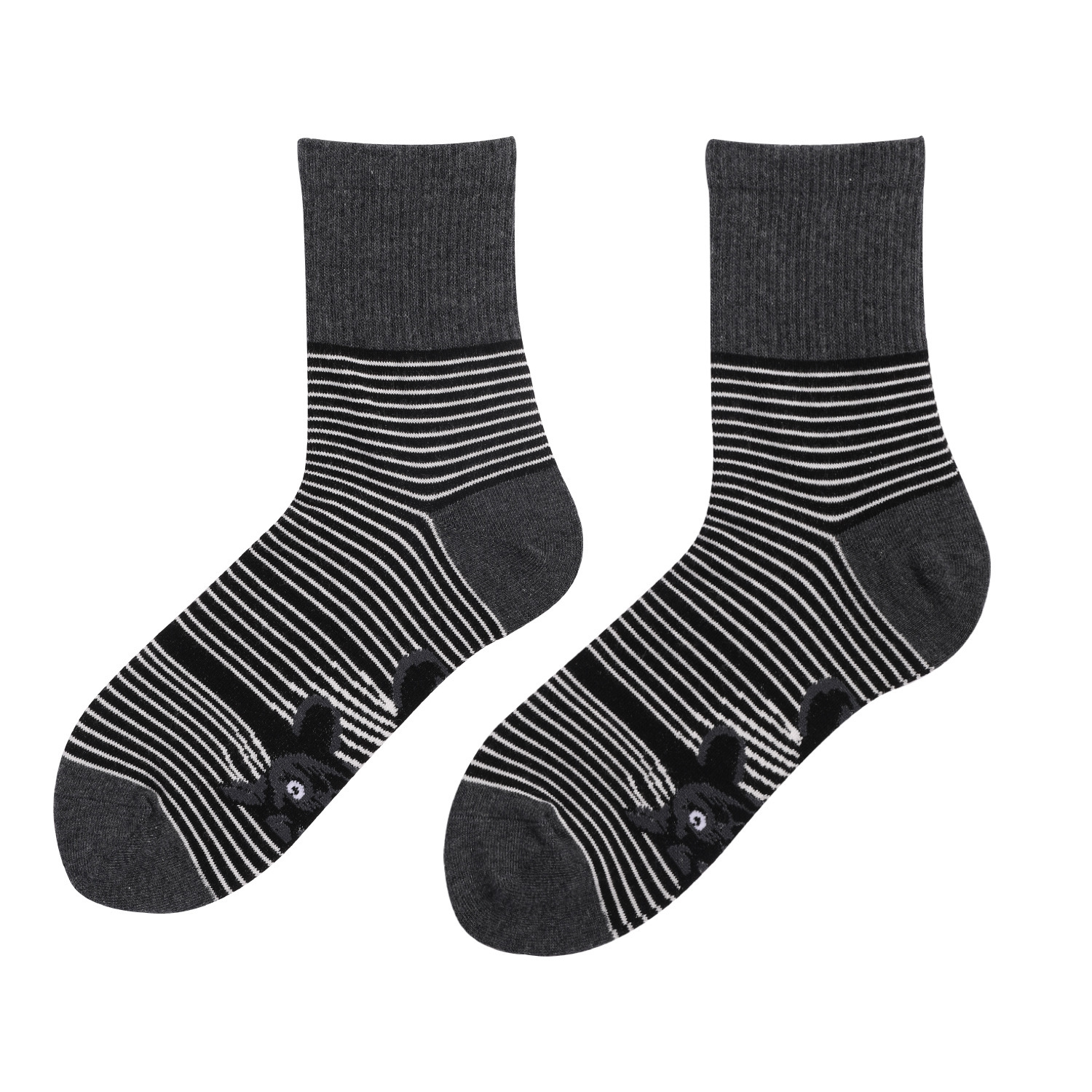 Men's new black white striped animal cat print plus size men's and women's mid tube socks dongdumaoyi