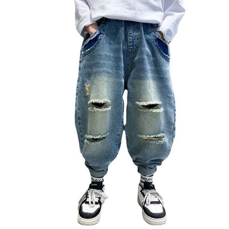 Jeans Spring fall kids Boys Clothes baby Stretch Denim Trousers for toddler children Boy Clothing Outer wear Elastic Waist Jeans pant
