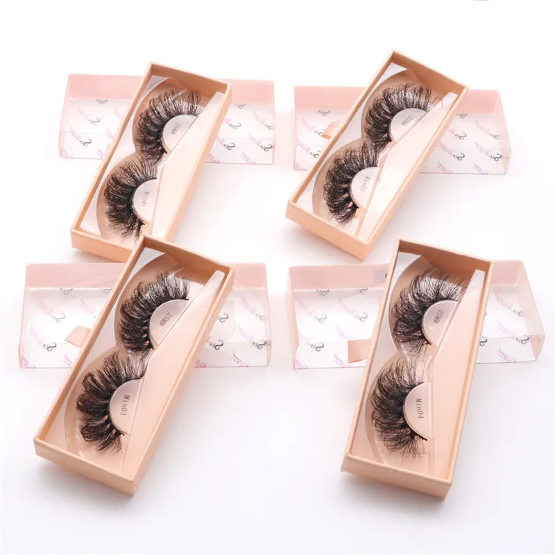 25mm False Eyelash Faux Mink Lashes Long Dramatic 5D Russian D Curl Fluffy Thick Lash Handmade Eye Makeup 10 Styles Cruelty Free