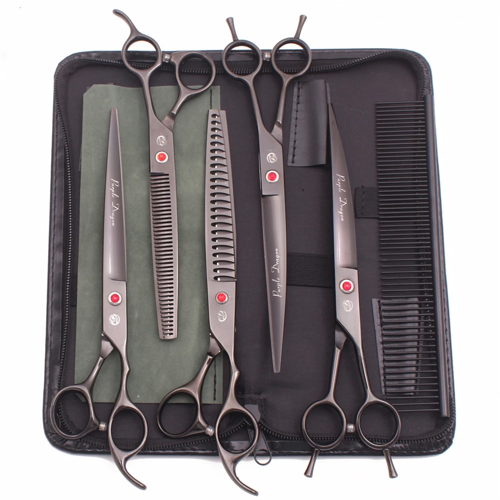 Purple Dragon 8 Inch Dog Grooming Scissors Thinning Shears Professional Cat Pet Scissors Hair Cutting High Quality Z3015-b 240729