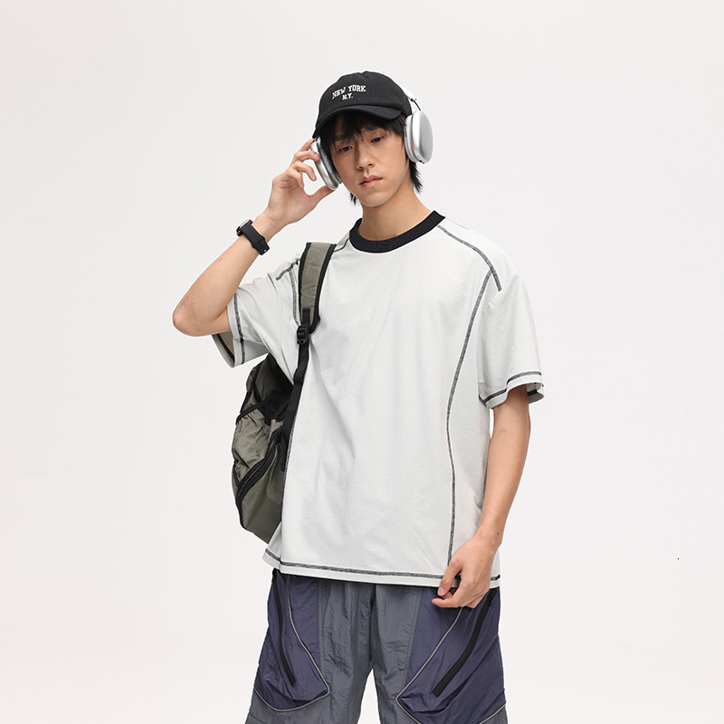 Fashion Bright Thread Short Sleeve T-shirt for Mens Summer Thin Style Trendy Brand Half Sleeve Loose Casual Couple t