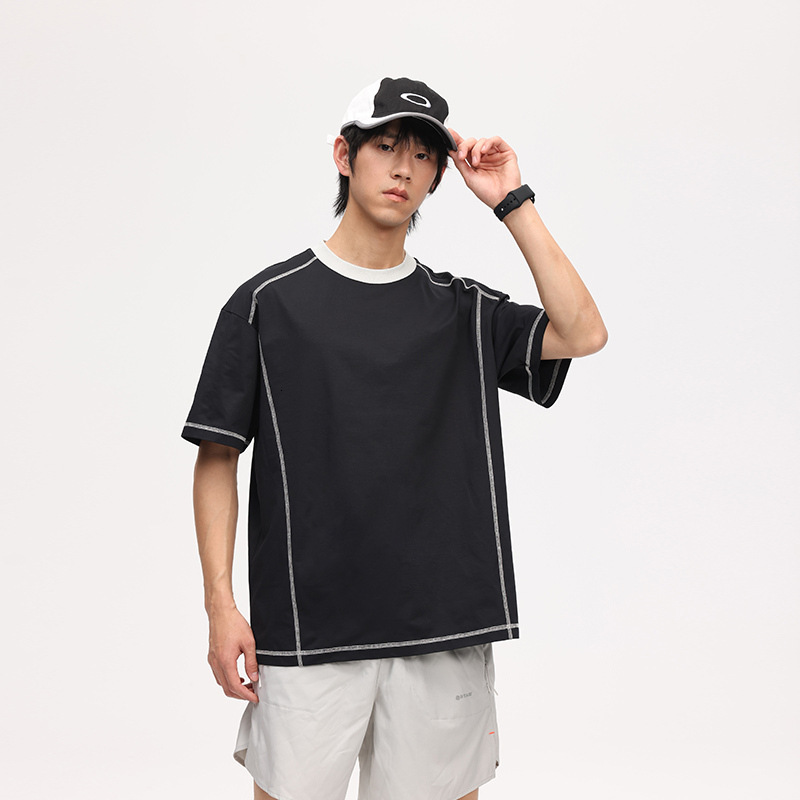 Fashion Bright Thread Short Sleeve T-shirt for Mens Summer Thin Style Trendy Brand Half Sleeve Loose Casual Couple t