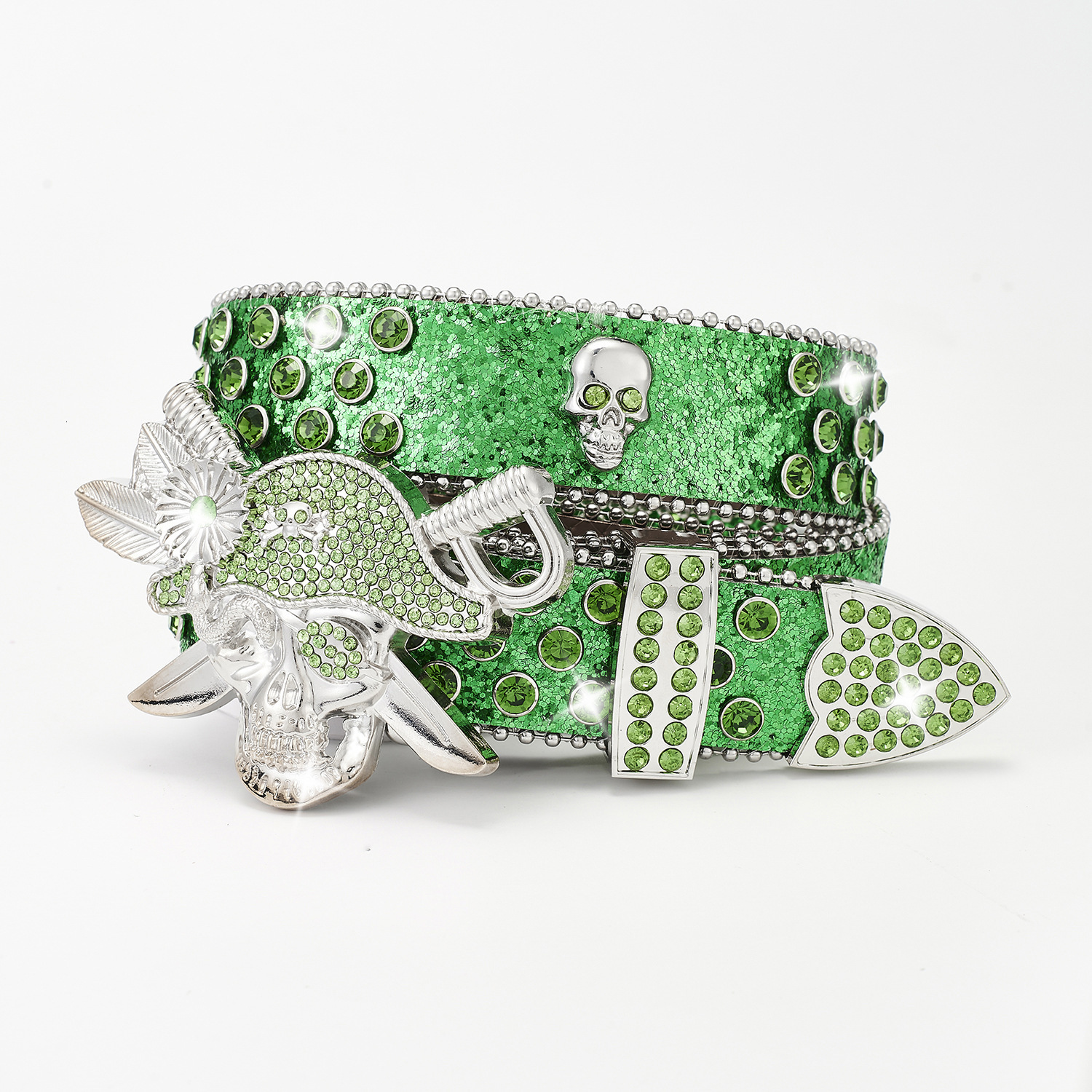 Belt for Men Women Belt Punk Belt Euro-American Style Rhinestone Punk Spice Girl Style Fashion Belt Width 3.8cm