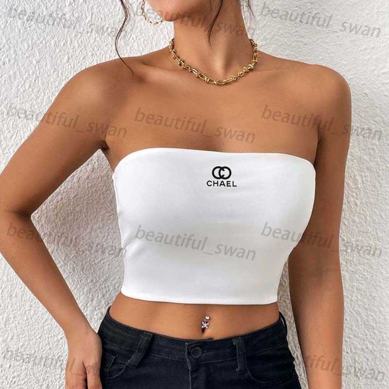 Summer tank top Women Tops Tees Crop Top Sexy Shoulder new sexy crop top strapless Tank Top Casual Sleeveless Backless Top Shirts Luxury Designer Solid Color Vest