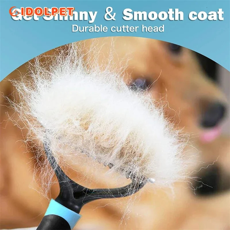Professional Pet Deshedding Brush 2 Sided Dematting Dog Comb Cat Brush Rake Puppy Grooming Tools Undercoat Shedding Flying Hair 240807