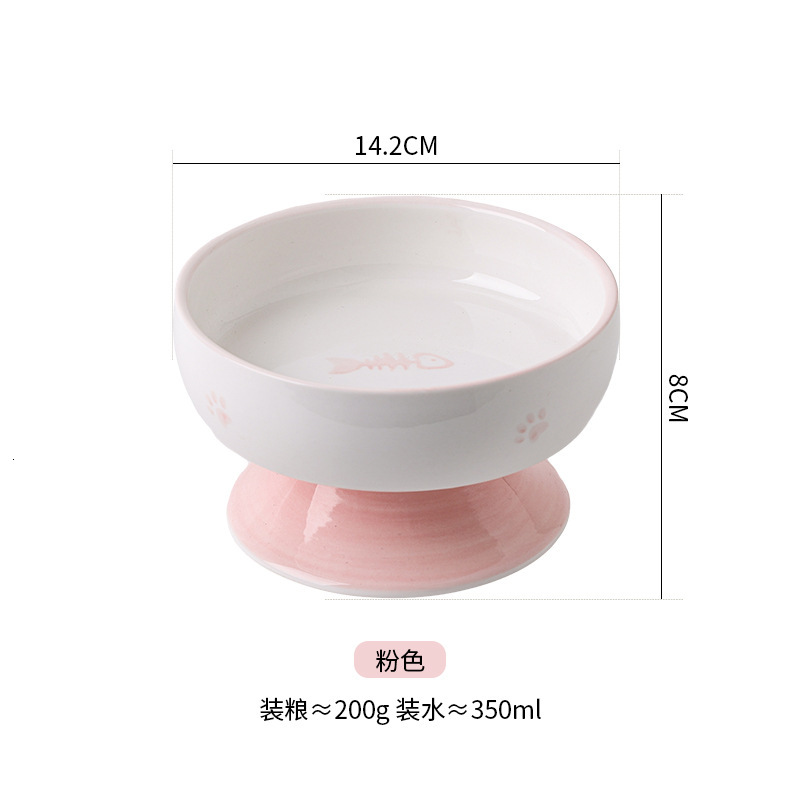 cat high foot ceramic dinner plate water dispenser rice feeding bowl protect cervical pet cats