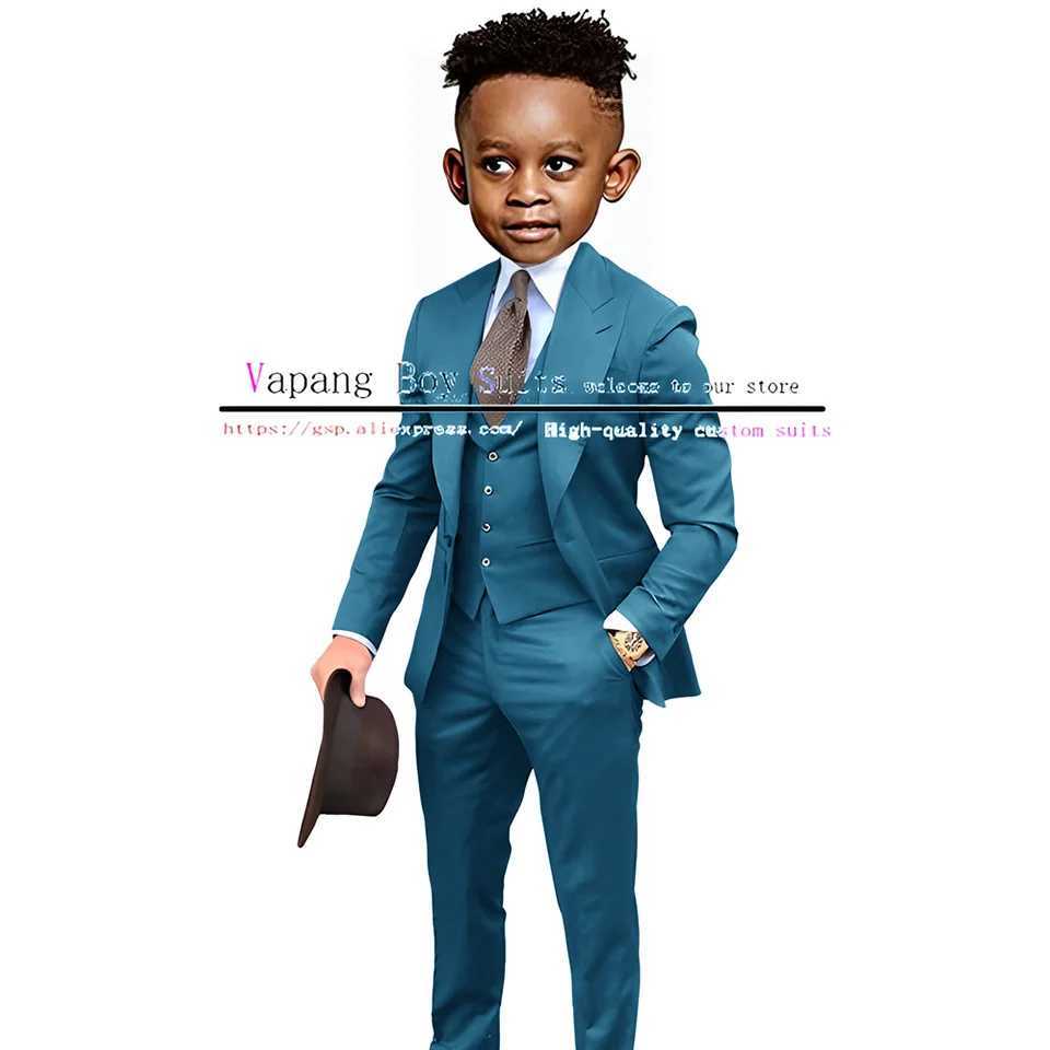 Suits Boys Suits Jacket Pants Vest 3 Piece Set Formal Wedding Tuxedo Fashion Clothes for Kids Peak Lapel Blazer ChildL488