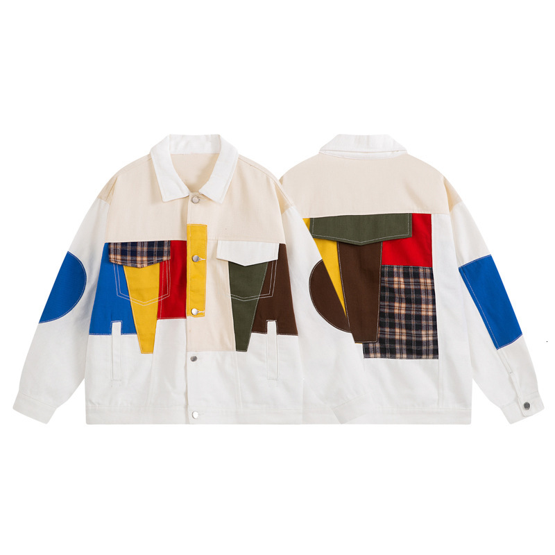 American Fashion style Personalized Contrasting Color Splicing Casual Jacket for Men and Women Fashionable High Street Niche Rich and Loose Versatile 