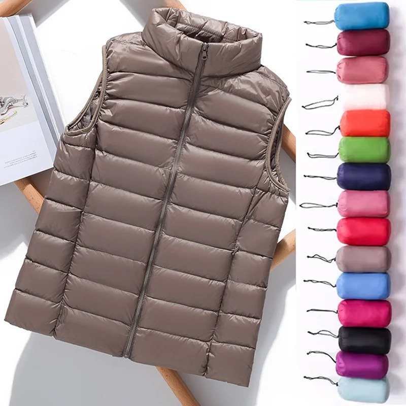 Plus Size 5XL 6XL 8XL Women Vest Down Ultra Lightweight Coat Female Sleeveless Portable Packable Spring Puffer Jackets 240808