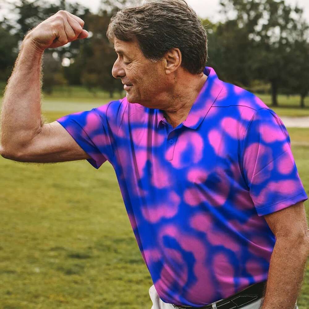 Fashion Mens Polo shirt 3D comfort Printed Moisture Wicking Quick-Dry Golf Shirt polo Shirts for Men Performance tops summer clothes Short ventilate