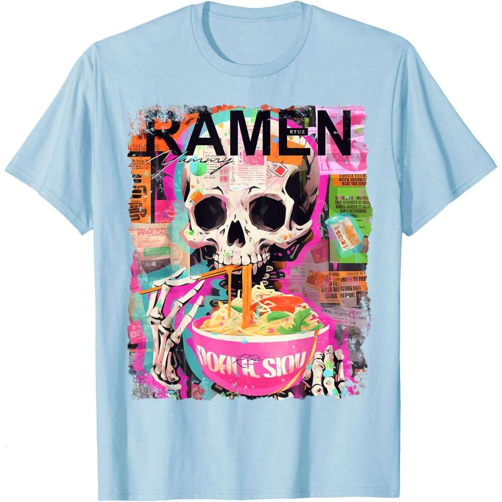 2025S Fashion Designer T Shirt For Mens Ramen Noodle Japanese Anime Manga Skull T Shirt Shirts Tshirt Graphic Tee Casual Tops Clothes Short Sleeve