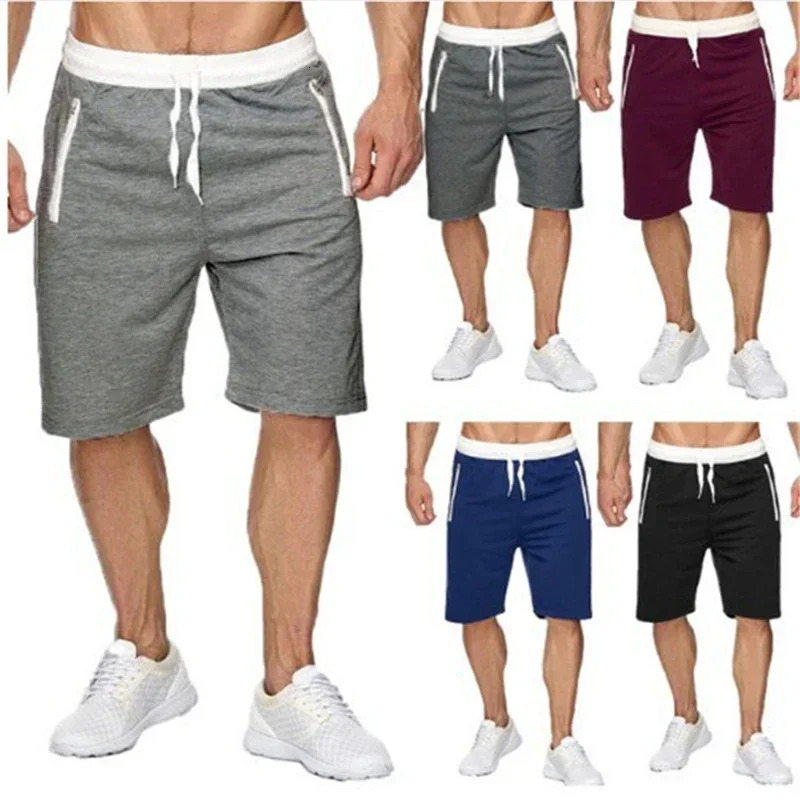 Sports Shorts Mens Beach Zipper Pocket Trouser Fitness Jogging Athletes Running Gym 240808