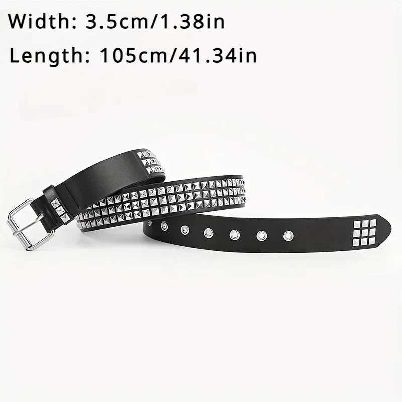 2024 New Square Bead Rivet with Metal Pyramid Belt Mens and Womens Punk Hardware Jeans with Y2K Belt Designer Belt Womens Belt W2405426807