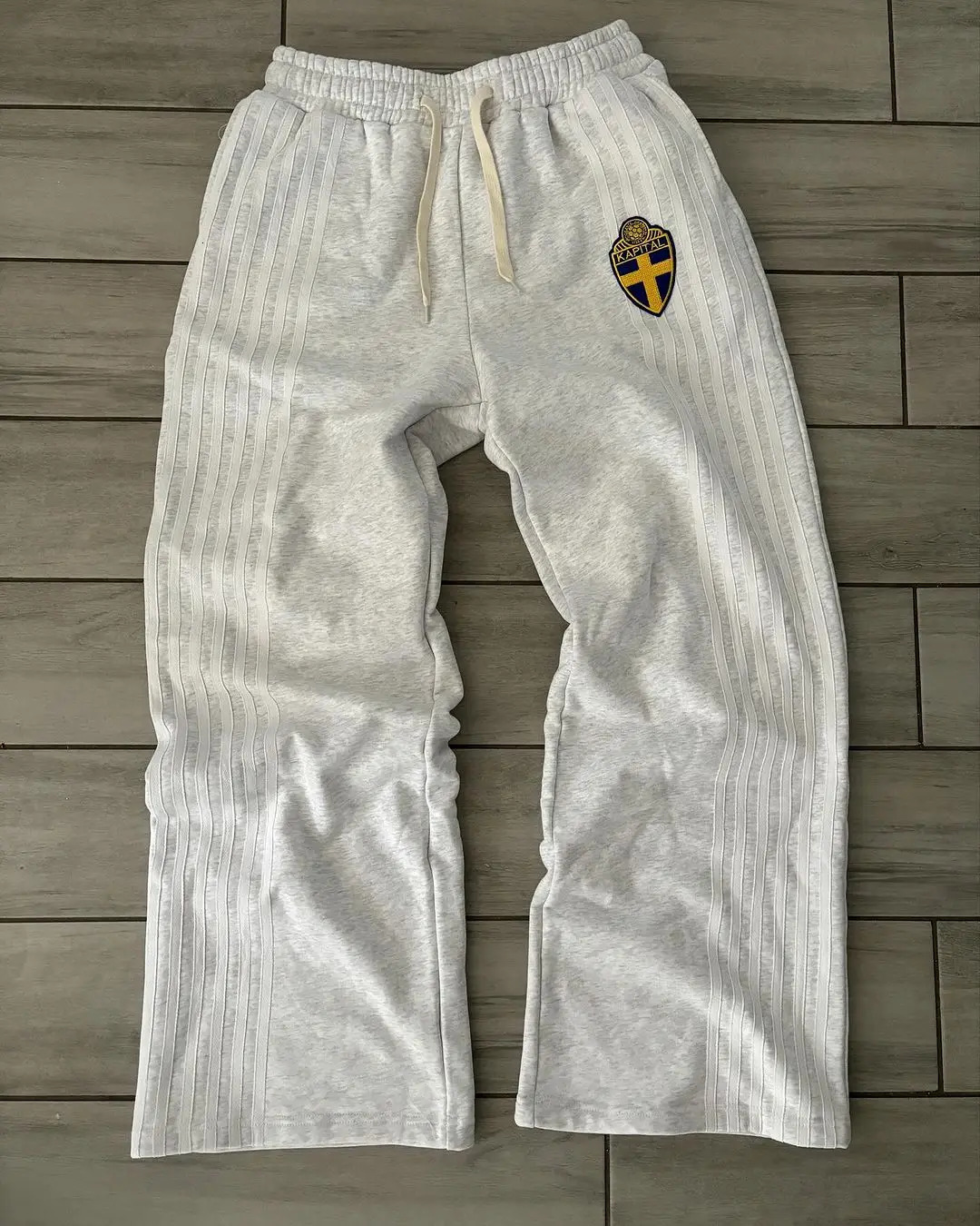 European and American simple classic striped Y2K hoodie two-piece set mens street retro trend tracking suit mens 2024 gray sports pants240807
