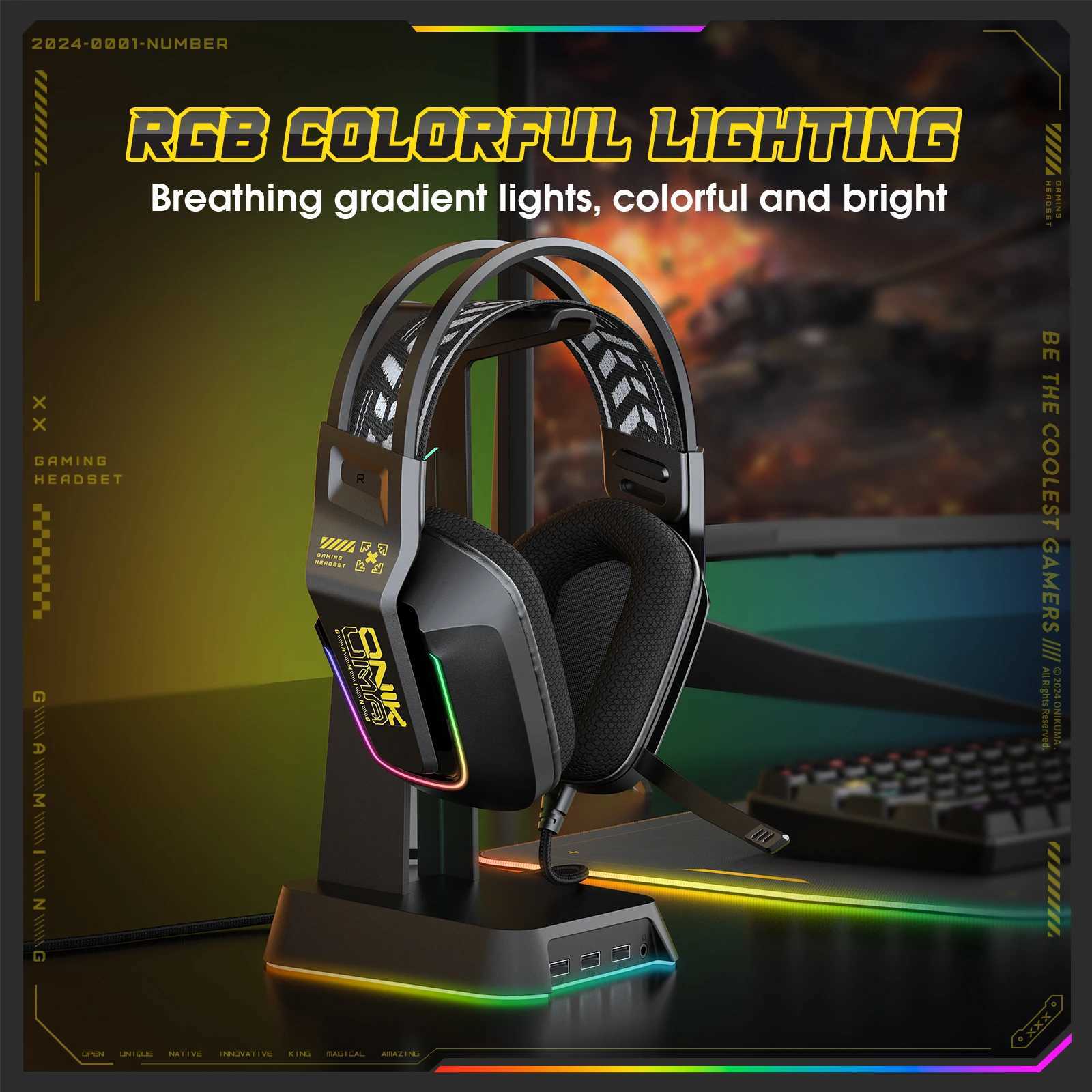 ONIKUMA Gaming Headset Surround Sound Gaming Headset with Noise Cancelling Microphone RGB Lights and Soft Memory EarcupsCL240808