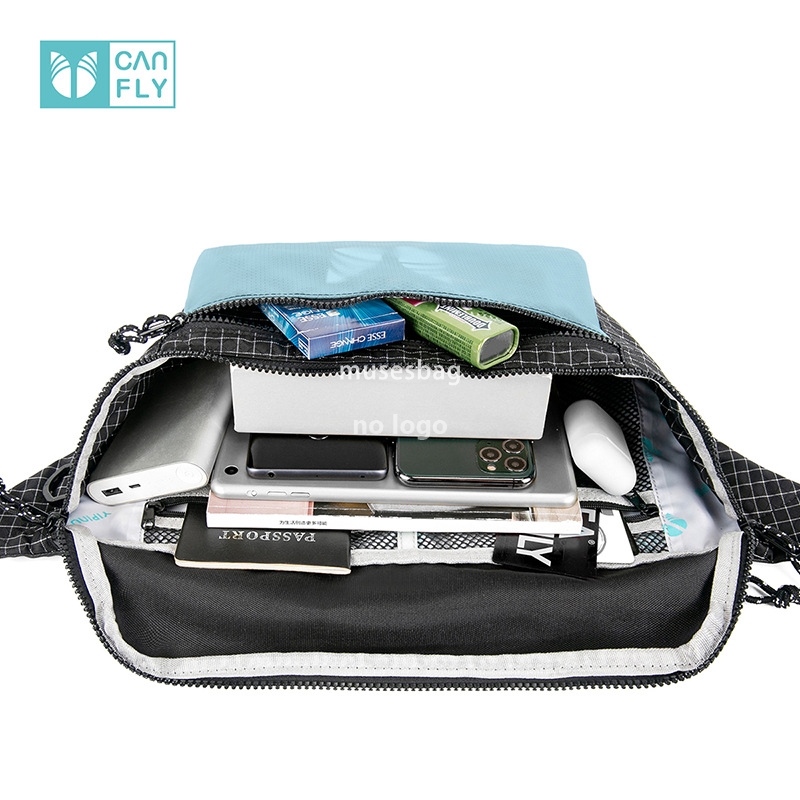 Large capacity hand-held crossbody bag waterproof wear-resistant style checkered mesh single shoulder crossbody bag for men