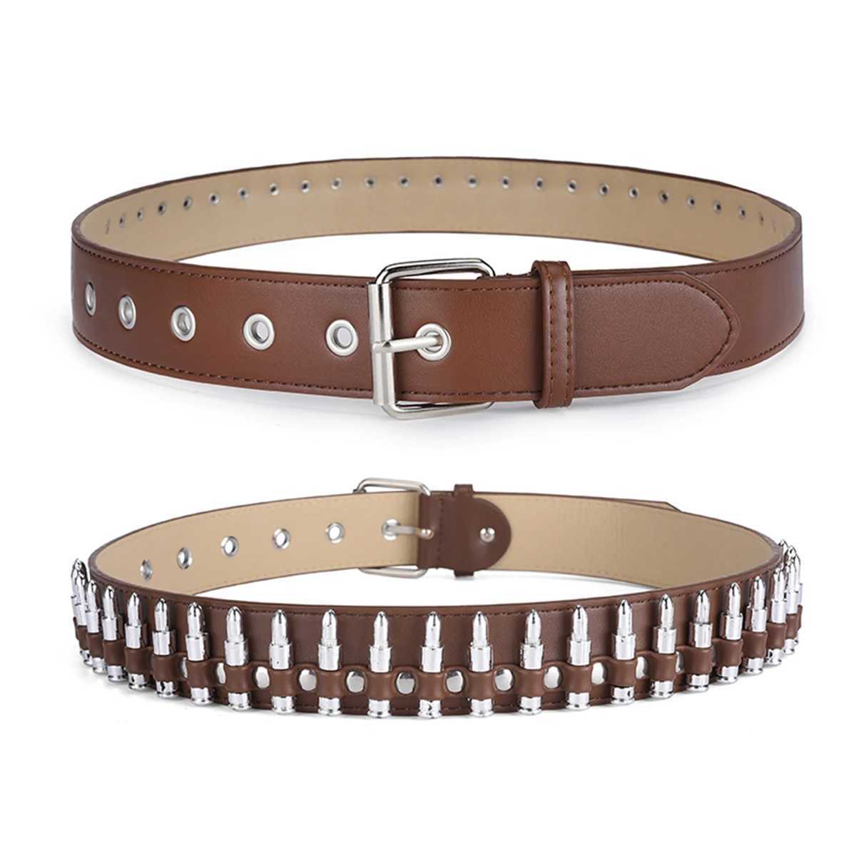 Mens Bullet Wide Belt Punk Style Personalized Womens Belt Neutral W240807