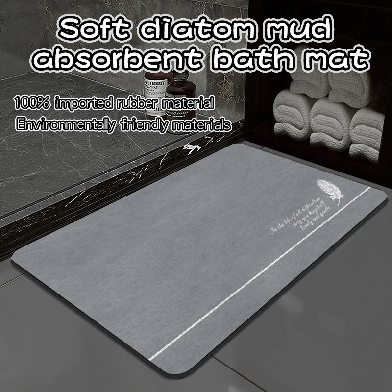 Diatomaceous Earth Curved Bath Floor Mats Bathroom Mat Absorbent Anti Slip Quick Dry Bathroom Rug Toilet Door Carpet Washable 240807