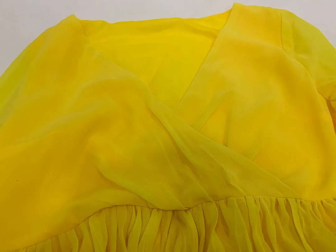Sexy Yellow Plus Size Women Loose Long Dresses Pleated Plain Dinner Evening Party Vintage Female Autumn Maxi Dress 4XL 5XL 240808