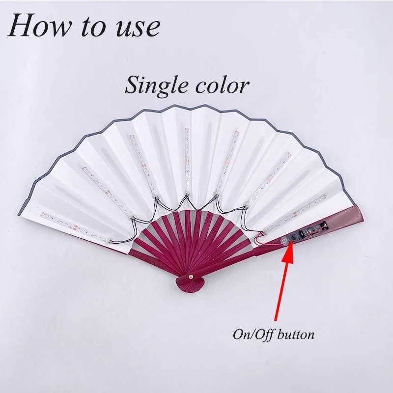 Halloween Carnival party lighting supplies 10inches LED neon light rave fan folding luminous fan glowing in the party Y240807