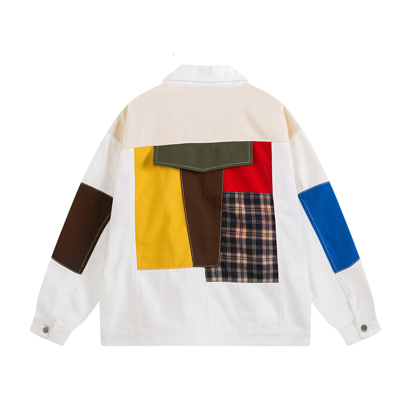 American Fashion style Personalized Contrasting Color Splicing Casual Jacket for Men and Women Fashionable High Street Niche Rich and Loose Versatile 