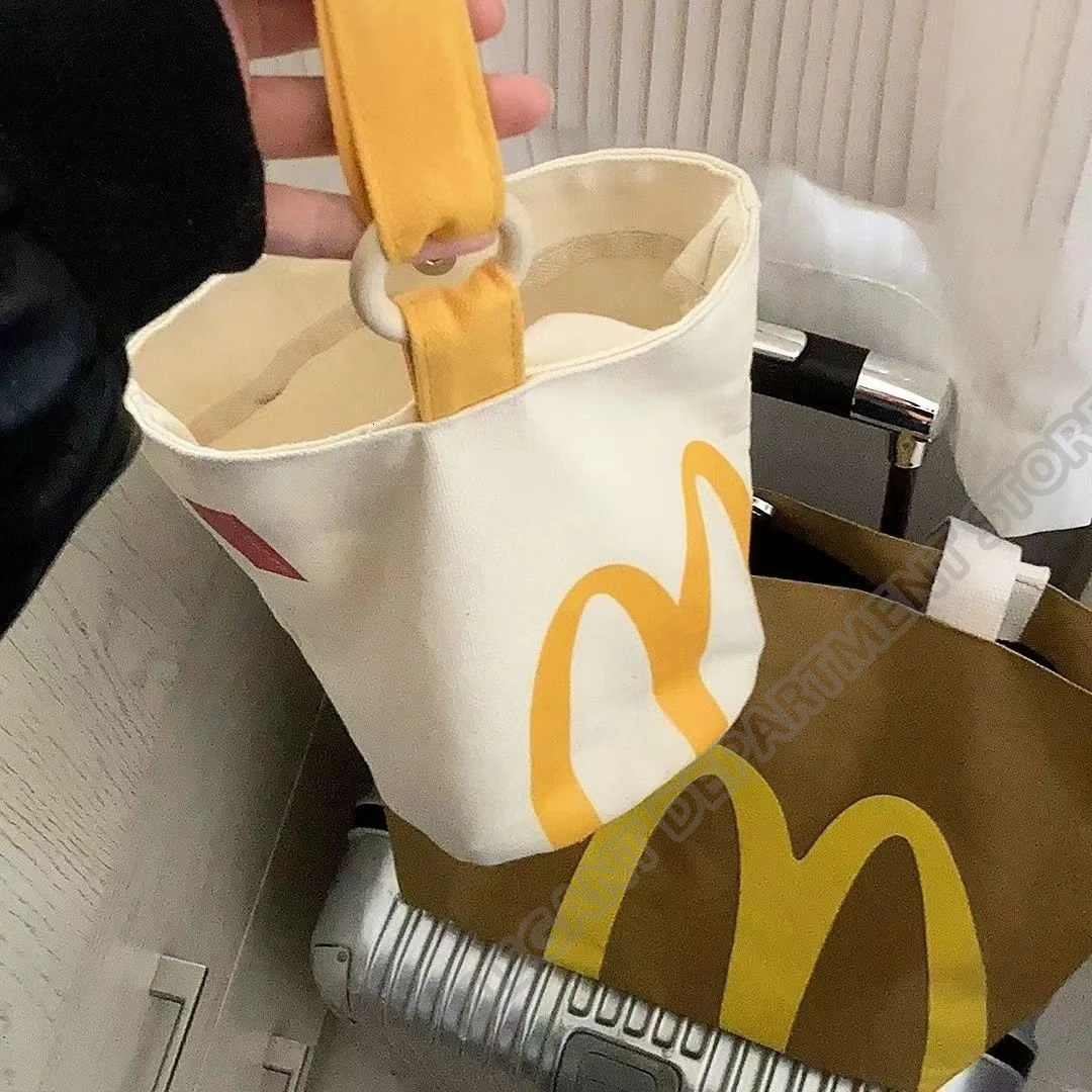 McDonald School Bag Paper Bag Printing Lunch Box Bucket Bags Personality Student School Bag Casual Drawstring Bag Shoulder Bag 240808