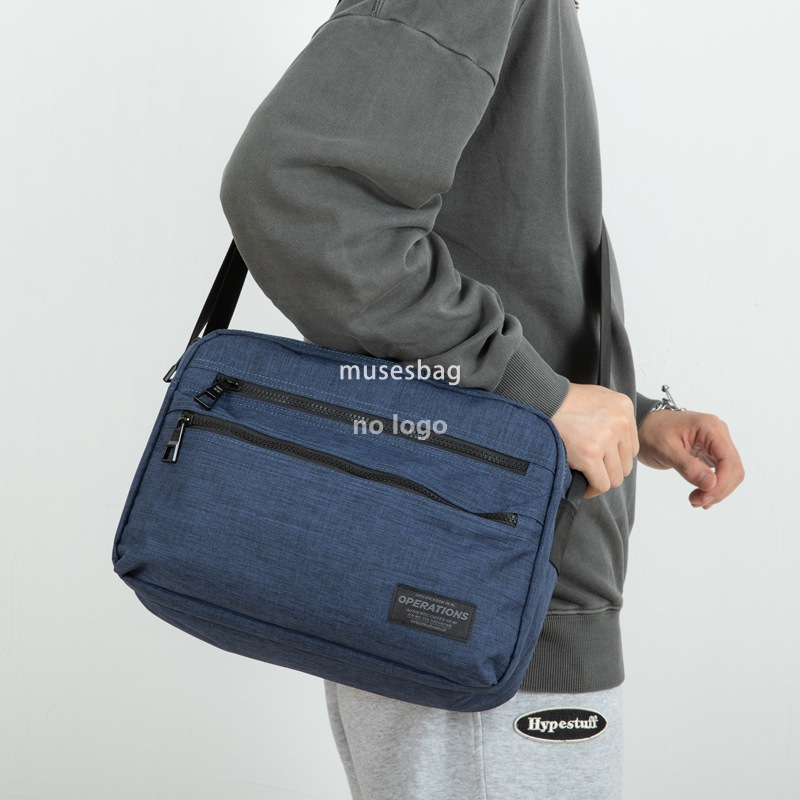 Korean casual large capacity canvas shoulder bag men's horizontal messenger bag Fashion trend multi-layer female crossbody bag