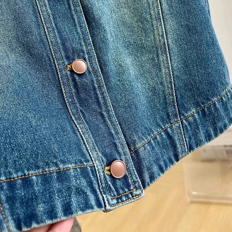 Autumn Womens Patchwork Turn-down Collar Button Pocket Fashion Solid Color Casual Loose Sleeveless Cowboy Vest Tops 240808