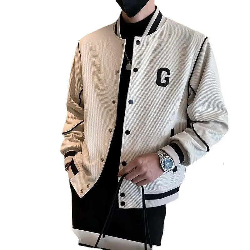mens solid color stand up collar long sleeved button down casual jacket S3XL 240827