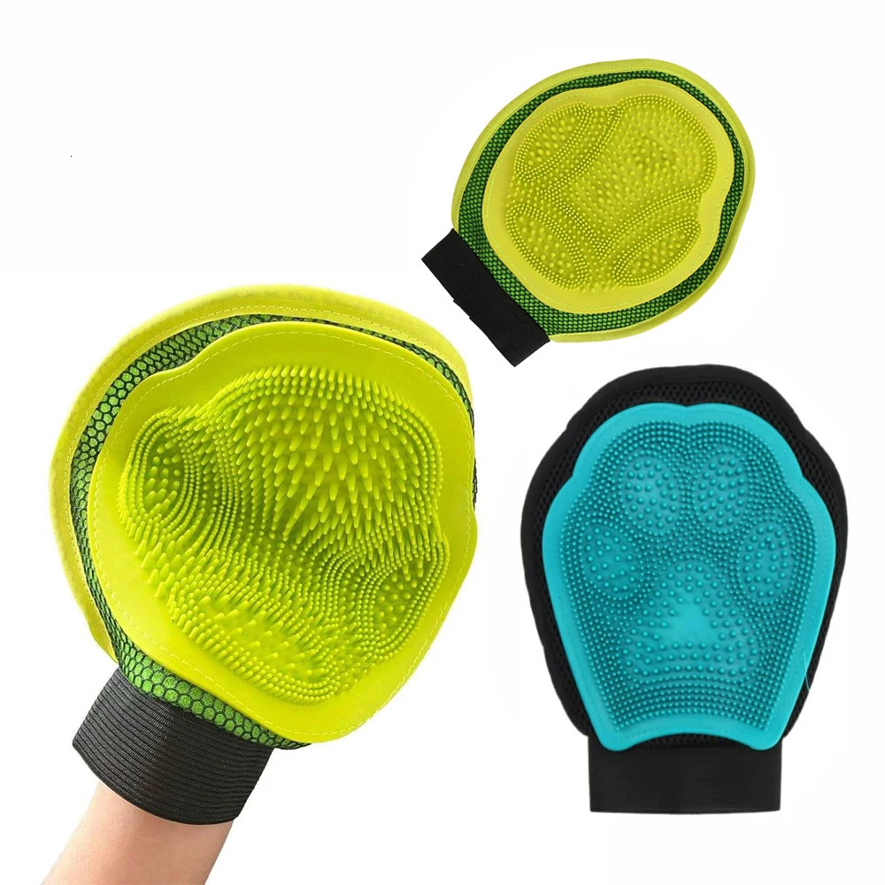 2026 New Cat Pet Rubber Grooming Dog Bath Massage Brush Cleaning Dogs Cats Horses Pets Hair Remover Mitt Gloves 240807 Free Shipping