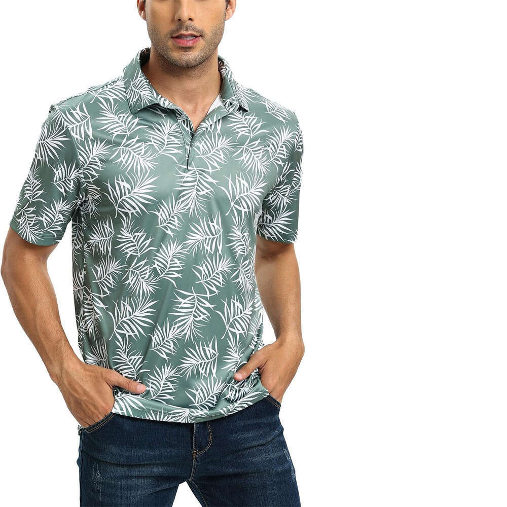 Fashion Mens Polo shirt comfort Golf Shirts for men - Short Performance Print Moisture Wicking Shirt Polos shirts tshirt Casual tops summer clothes