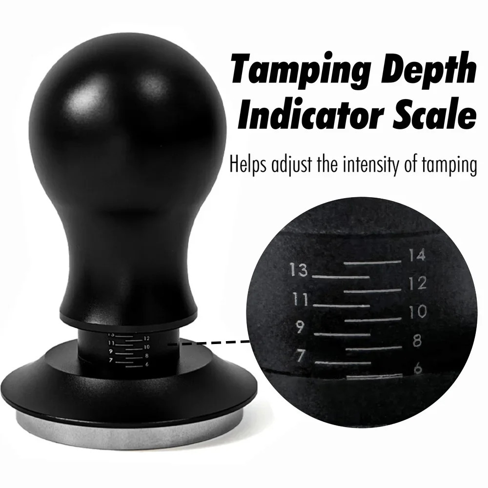 Tamper 58mm Round Handle Coffee Tamper 51mm with Depth indication Ripple Base Calibrated Tamper 54mm Barista Tool 53mm Tampers 240805
