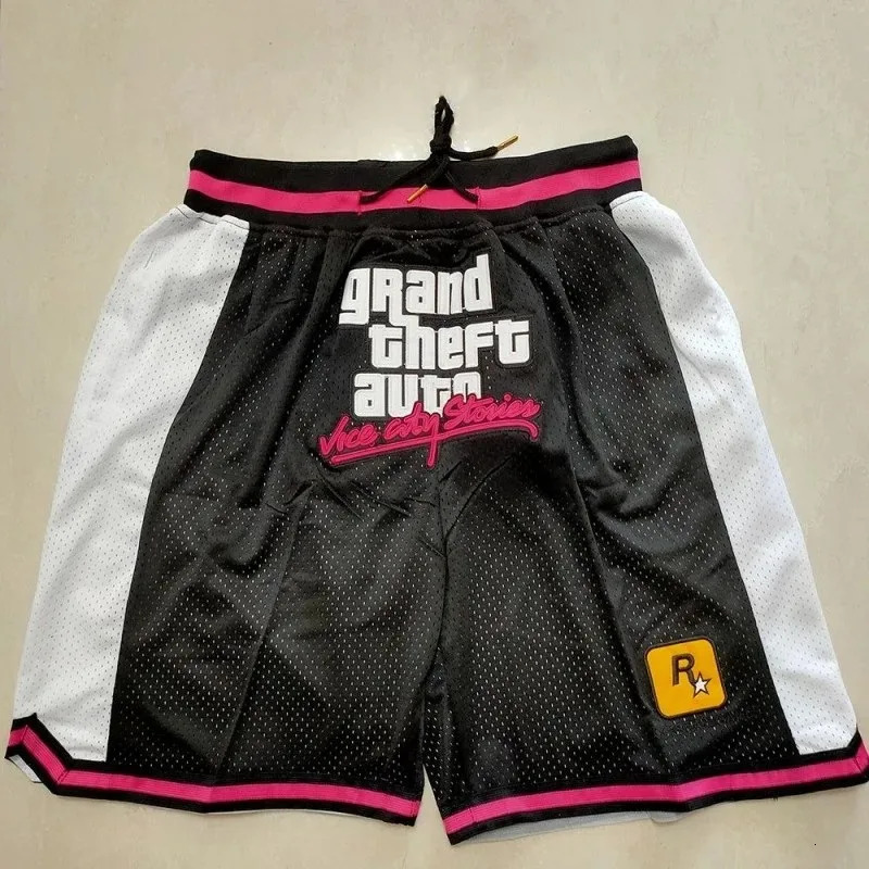 Basketball shorts oversized mens GTA VICE CITY embroidered womens sports high street hiphop breathable mid beach pants 240824