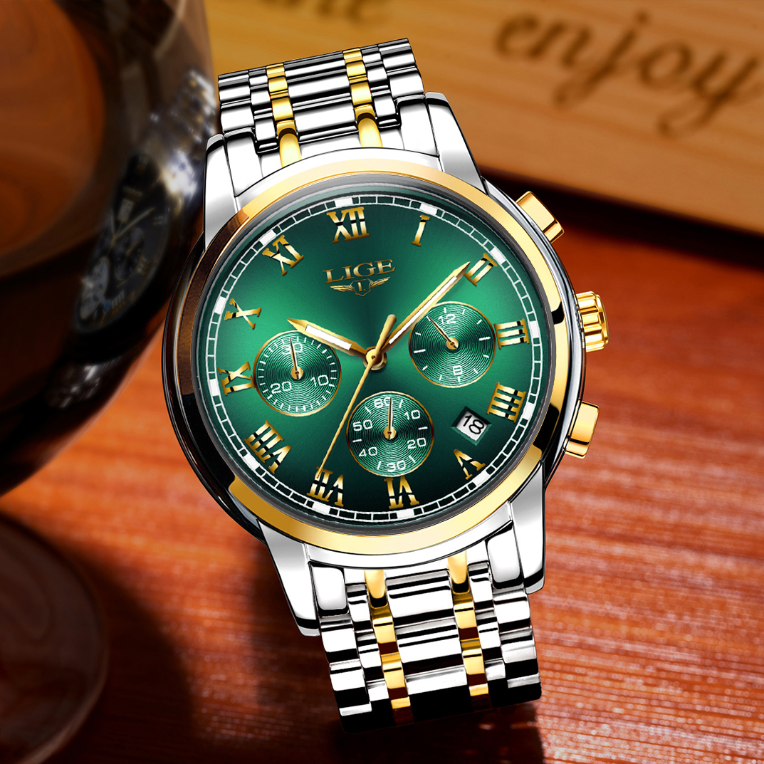 2025 New LIGE Watches Men Luxury Brand Chronograph Male Sport Watches Waterproof Stainless Steel Quartz Men Watch
