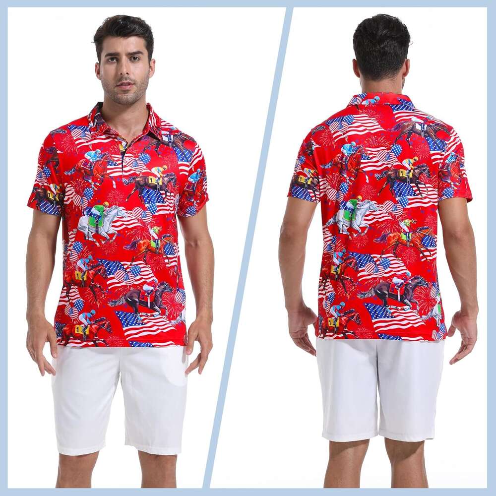 Fashion Mens Polo shirt Golf Short Dry Fit Print Moisture Wicking Performance Patterns Collared Polos shirts tshirt Casual tops summer clothes