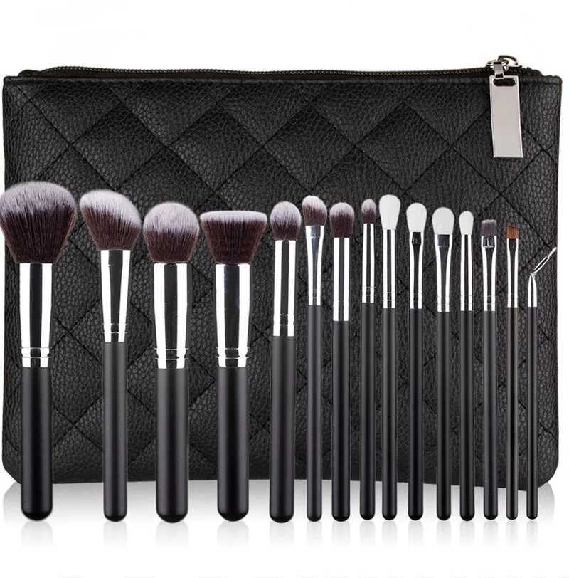 15pcs Black Brushes Set Eye Shadow Powder Foundation Concealer Cosmetic Makeup Brush Brochas De Maquillaje Y240807