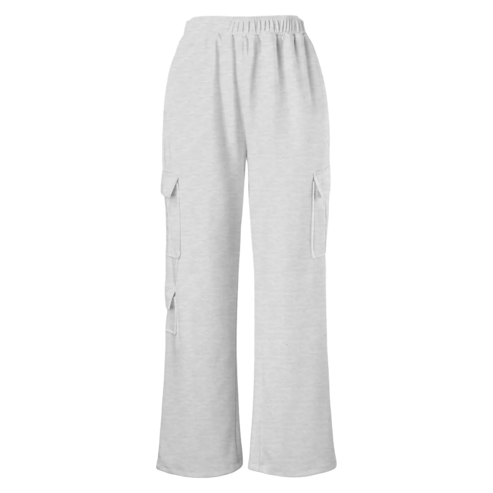 Womens Cargo Sweatpants Wide Leg Fleece Lined Pants For Women Fall Winter Baggy High Waisted Joggers Pant With Pockets Mujer 240807