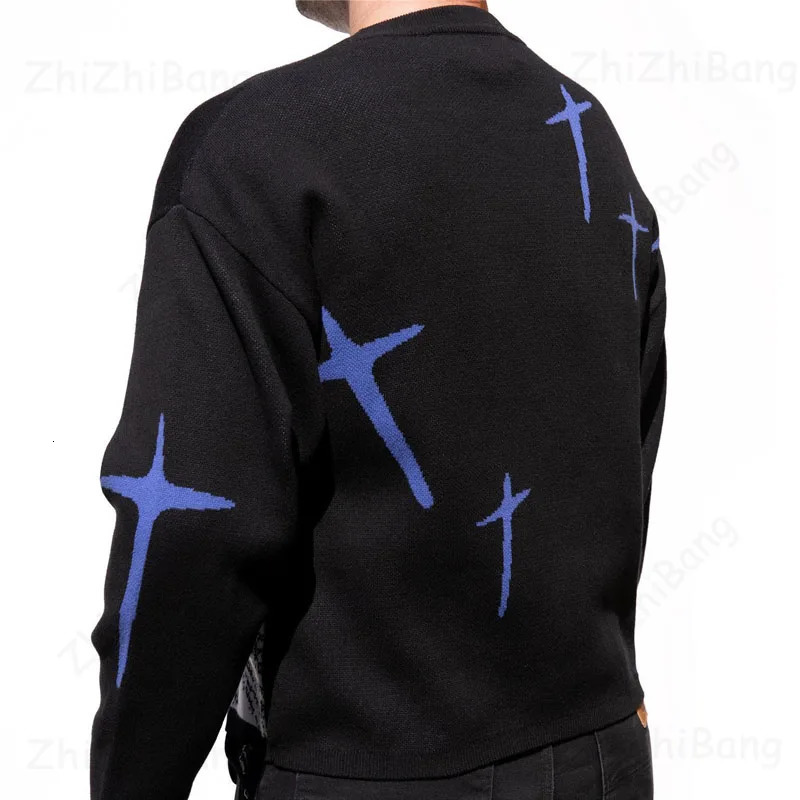 Mens Womens Y2K Knitted Sweater Harajuku Anime Pattern Retro Knitted Sweater Unisex Cotton Pullover Autumn Winter Sweater EMO 240808