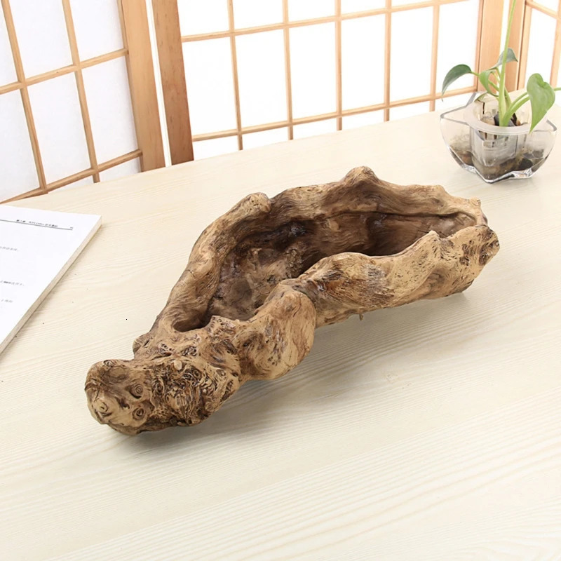 Pastoral Retro Landscape Flower Pot Resin Tree Stump Planter Artificial Driftwood Sculpture Rustic Succulent Dropship 240808